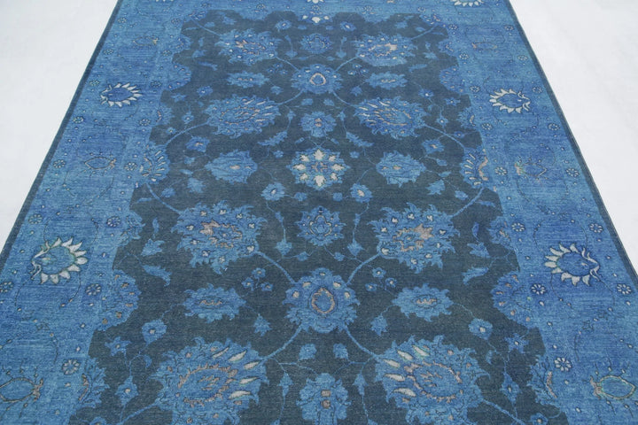 Blue Afghan Oriental Rug 6' 1" x 8' 7" Hand-Knotted | No. AT46069