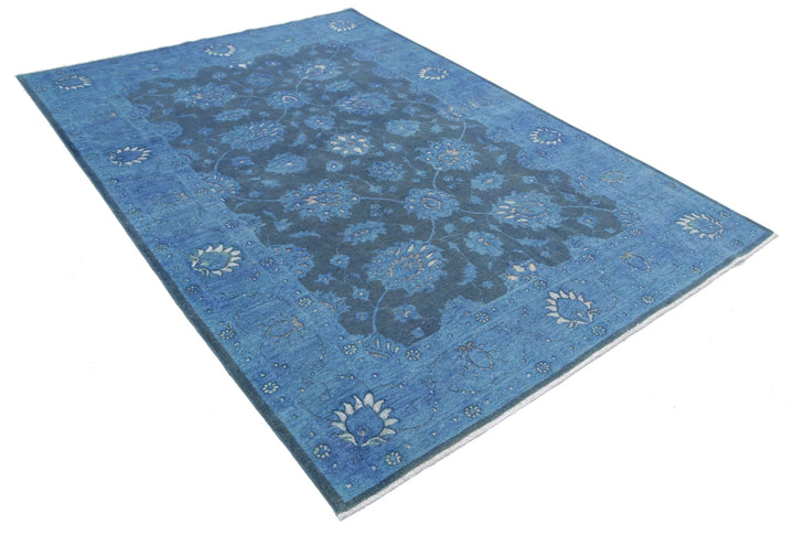 Blue Afghan Oriental Rug 6' 1" x 8' 7" Hand-Knotted | No. AT46069