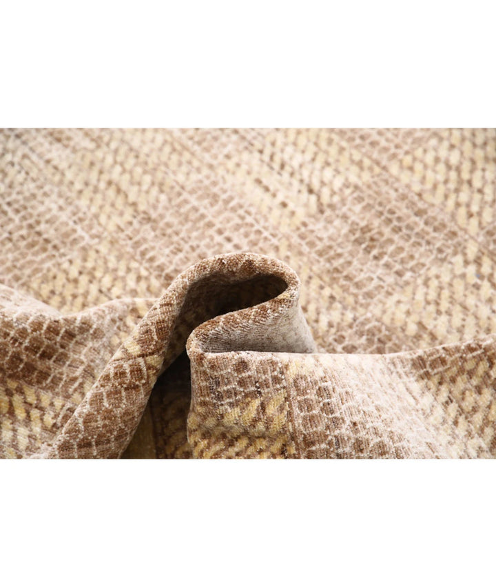 Beige Afghan Oriental Rug 5' 10" x 7' 4" Hand-Knotted | No. AT46102