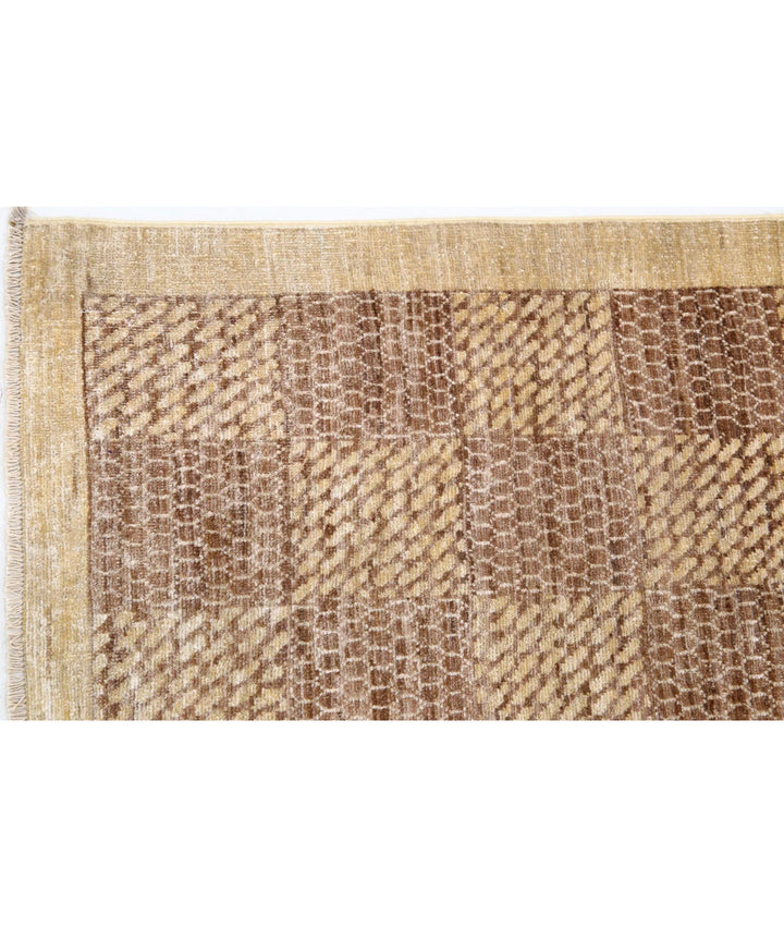 Beige Afghan Oriental Rug 5' 10" x 7' 4" Hand-Knotted | No. AT46102