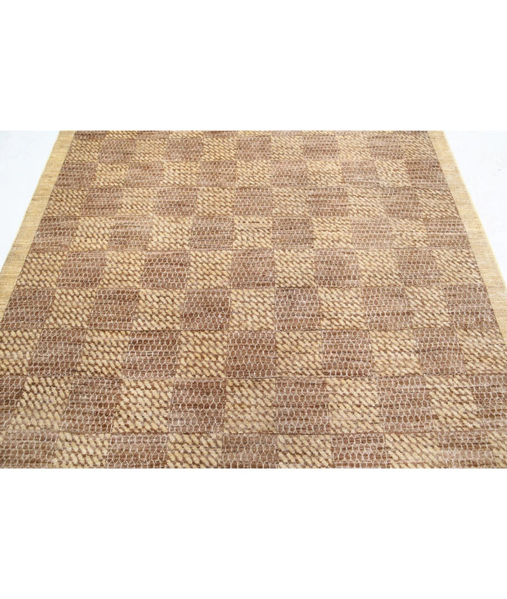Beige Afghan Oriental Rug 5' 10" x 7' 4" Hand-Knotted | No. AT46102