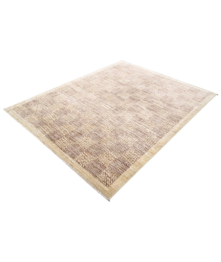 Beige Afghan Oriental Rug 5' 10" x 7' 4" Hand-Knotted | No. AT46102