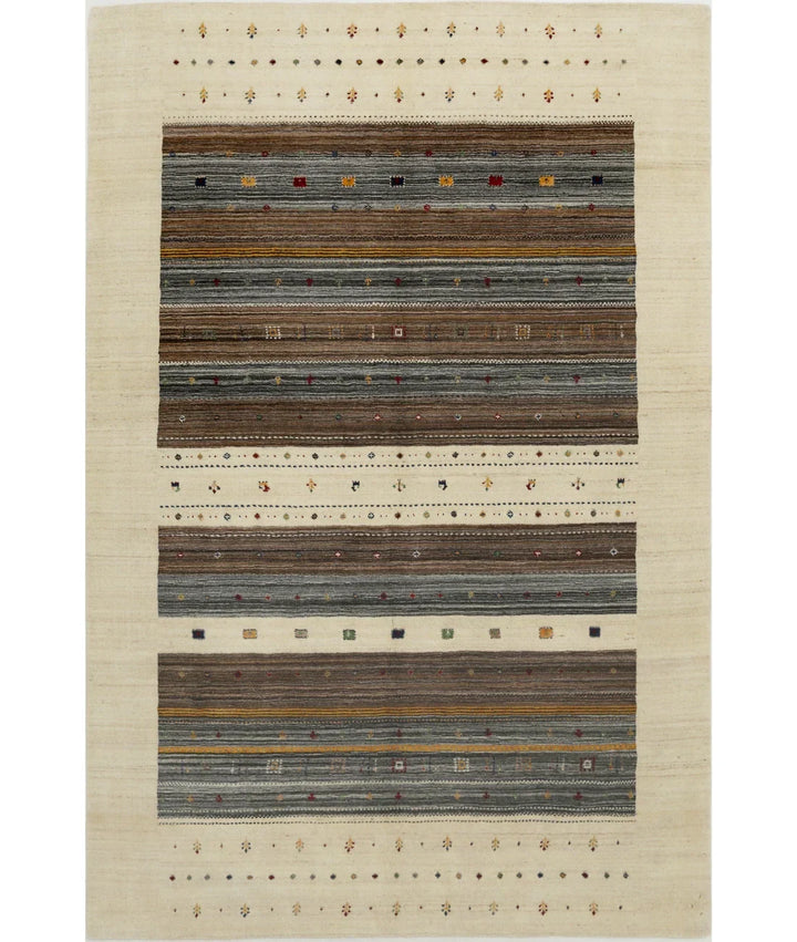 Ivory Indian Lori Rug 6' 6" x 9' 10" Hand-Knotted | No. AT46123