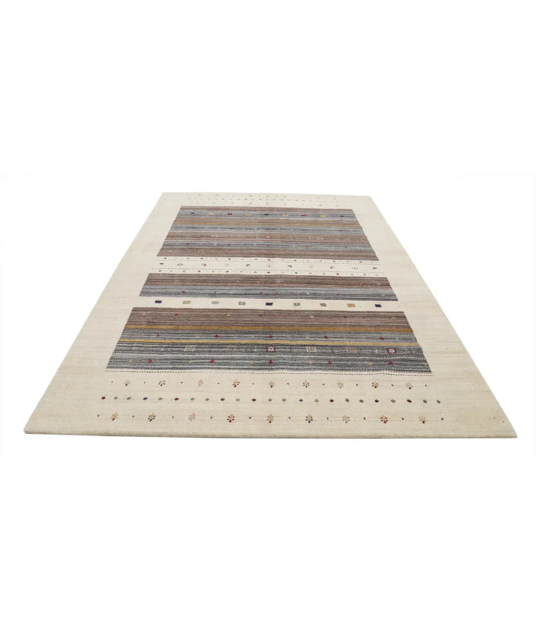 Ivory Indian Lori Rug 6' 6" x 9' 10" Hand-Knotted | No. AT46123