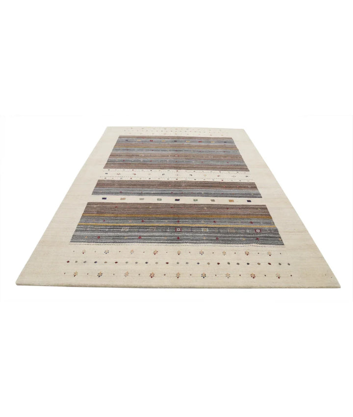 Ivory Indian Lori Rug 6' 6" x 9' 10" Hand-Knotted | No. AT46123