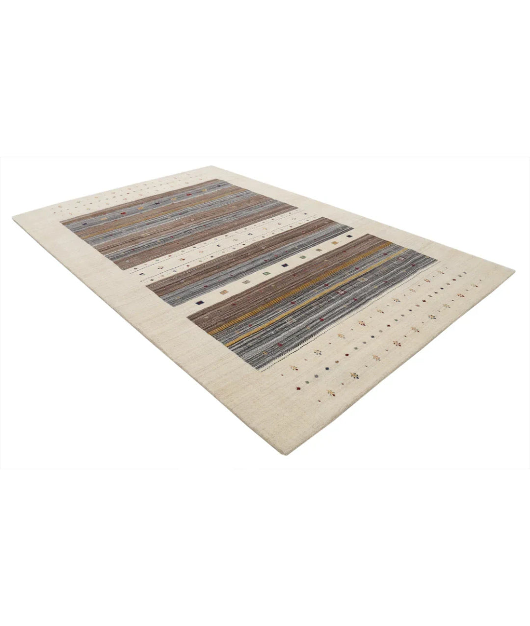 Ivory Indian Lori Rug 6' 6" x 9' 10" Hand-Knotted | No. AT46123