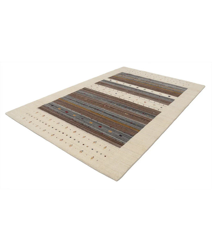 Ivory Indian Lori Rug 6' 6" x 9' 10" Hand-Knotted | No. AT46123