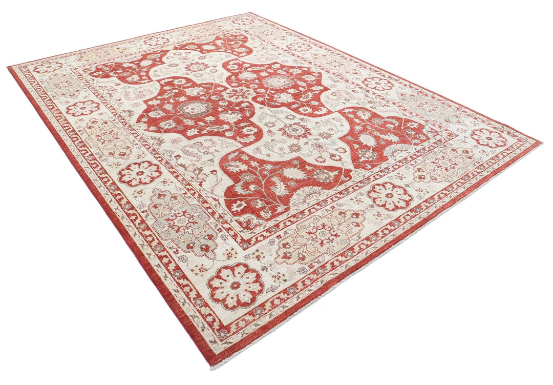 Afghan Ziegler Rug 8' 1" x 10' 1" Hand-Knotted | No. AT46127