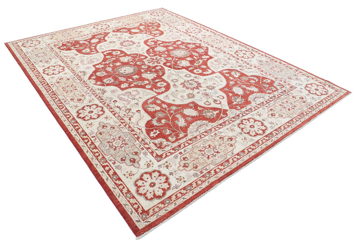 Afghan Ziegler Rug 8' 1" x 10' 1" Hand-Knotted | No. AT46127