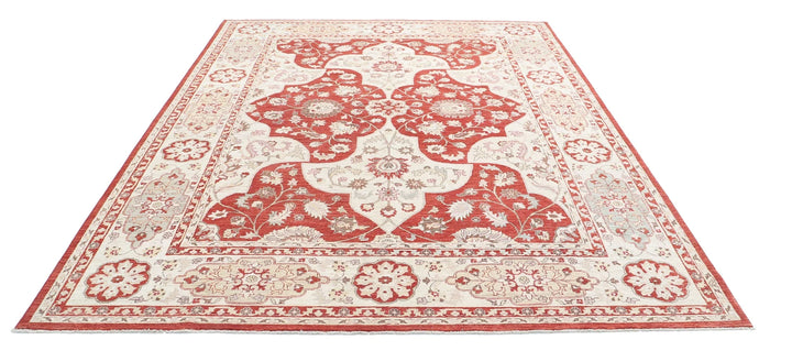 Afghan Ziegler Rug 8' 1" x 10' 1" Hand-Knotted | No. AT46127