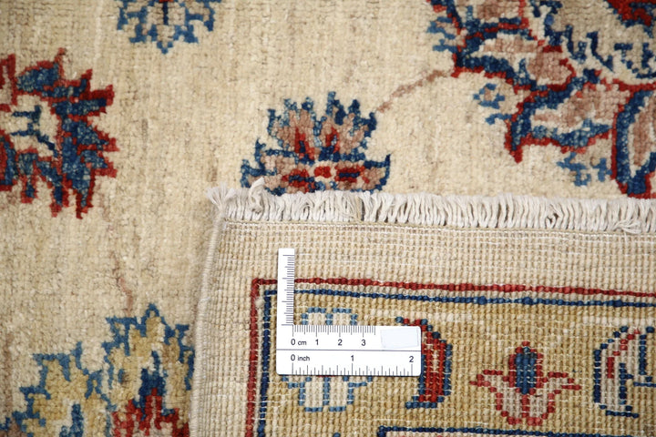 Ivory Afghan Ziegler Rug 5'5" x 7'8" Hand-Knotted | No. AT46136