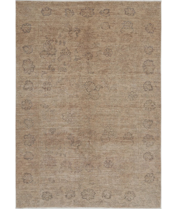 Brown Afghan Ziegler Rug 6' 6" x 9' 3" Hand-Knotted | No. AT46163