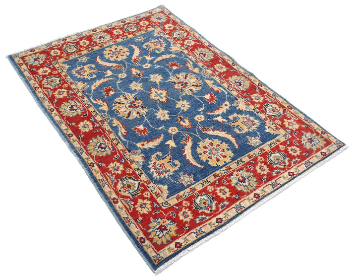 Blue Afghan Ziegler Rug 3' 4" x 4' 8" Hand-Knotted | No. AT46167