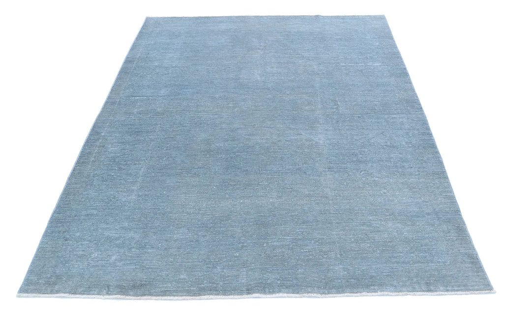 Blue Afghan Overdye Rug 5' 2" x 6' 11" Hand-Knotted | No. AT46190
