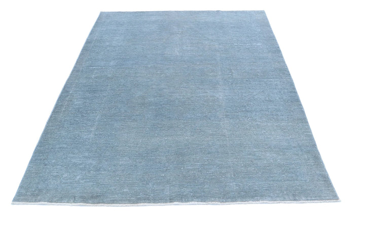 Blue Afghan Overdye Rug 5' 2" x 6' 11" Hand-Knotted | No. AT46190