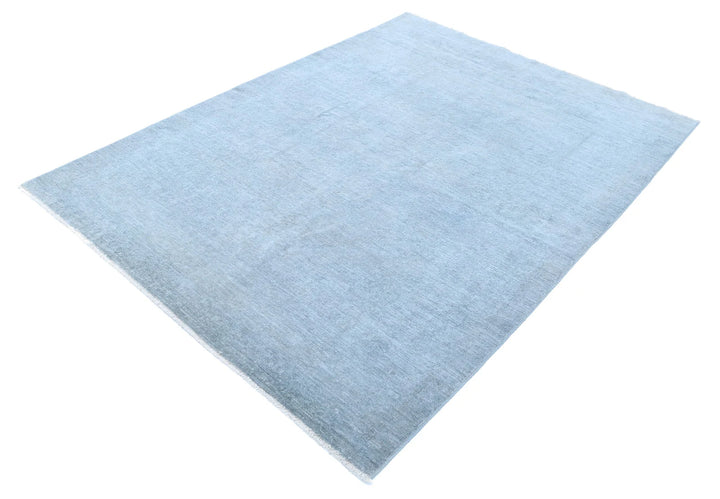 Blue Afghan Overdye Rug 5' 2" x 6' 11" Hand-Knotted | No. AT46190