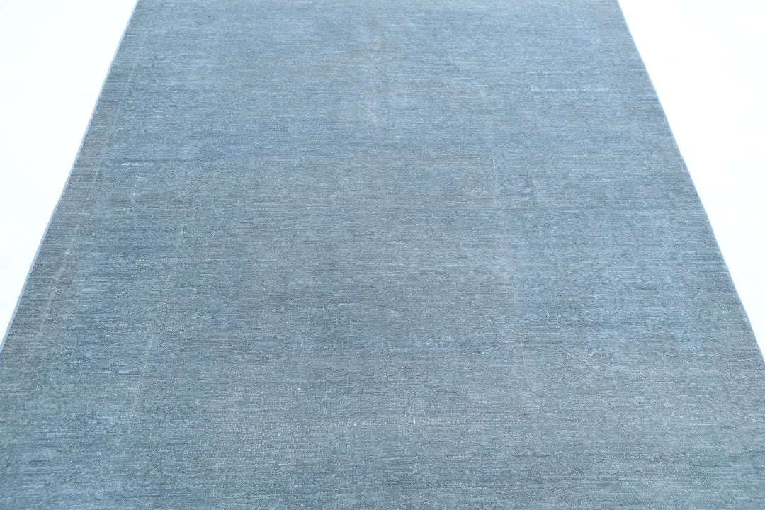 Blue Afghan Overdye Rug 5' 2" x 6' 11" Hand-Knotted | No. AT46190