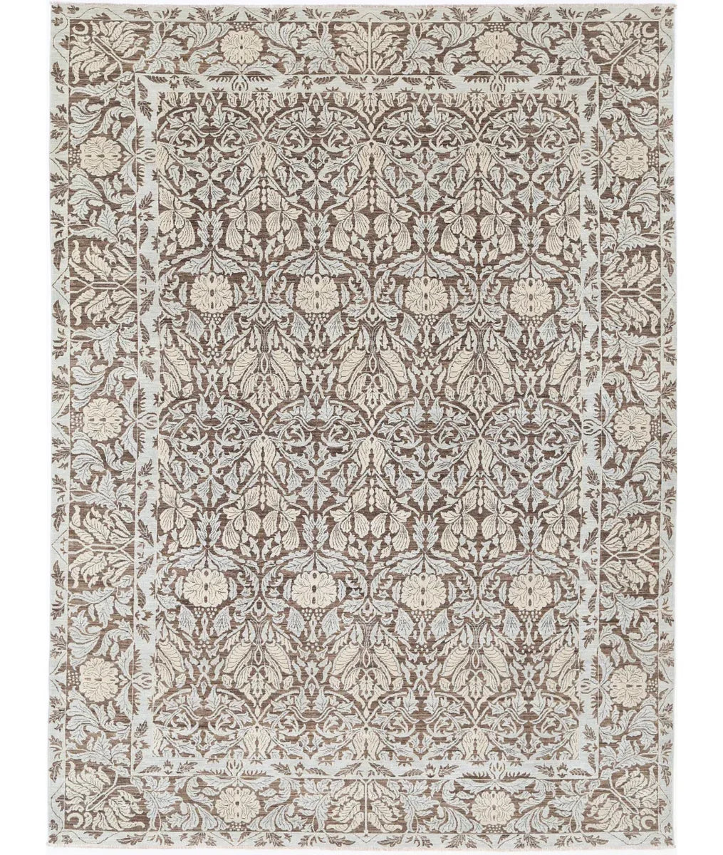 Brown Afghan Ziegler Rug 8' 11" x 12' 3" Hand-Knotted | No. AT462048
