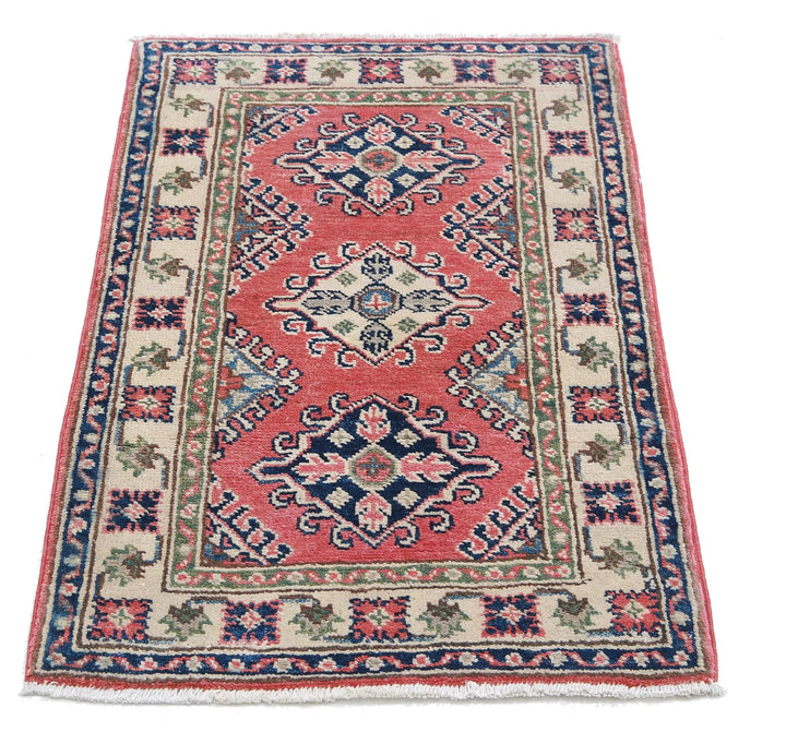 Afghan Kazak Rug 1' 10" x 3' 0" Hand-Knotted | No. AT46321