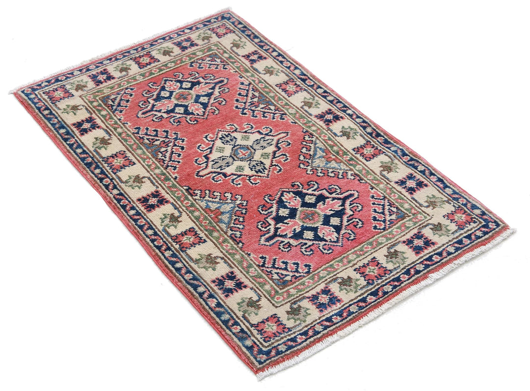 Afghan Kazak Rug 1' 10" x 3' 0" Hand-Knotted | No. AT46321