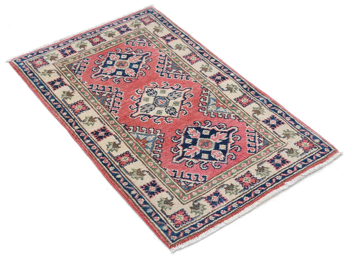 Afghan Kazak Rug 1' 10" x 3' 0" Hand-Knotted | No. AT46321