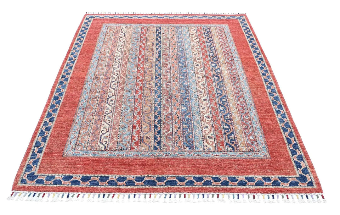 Afghan Shaal Rug 5' 0" x 6' 6" Hand-Knotted | No. AT46398