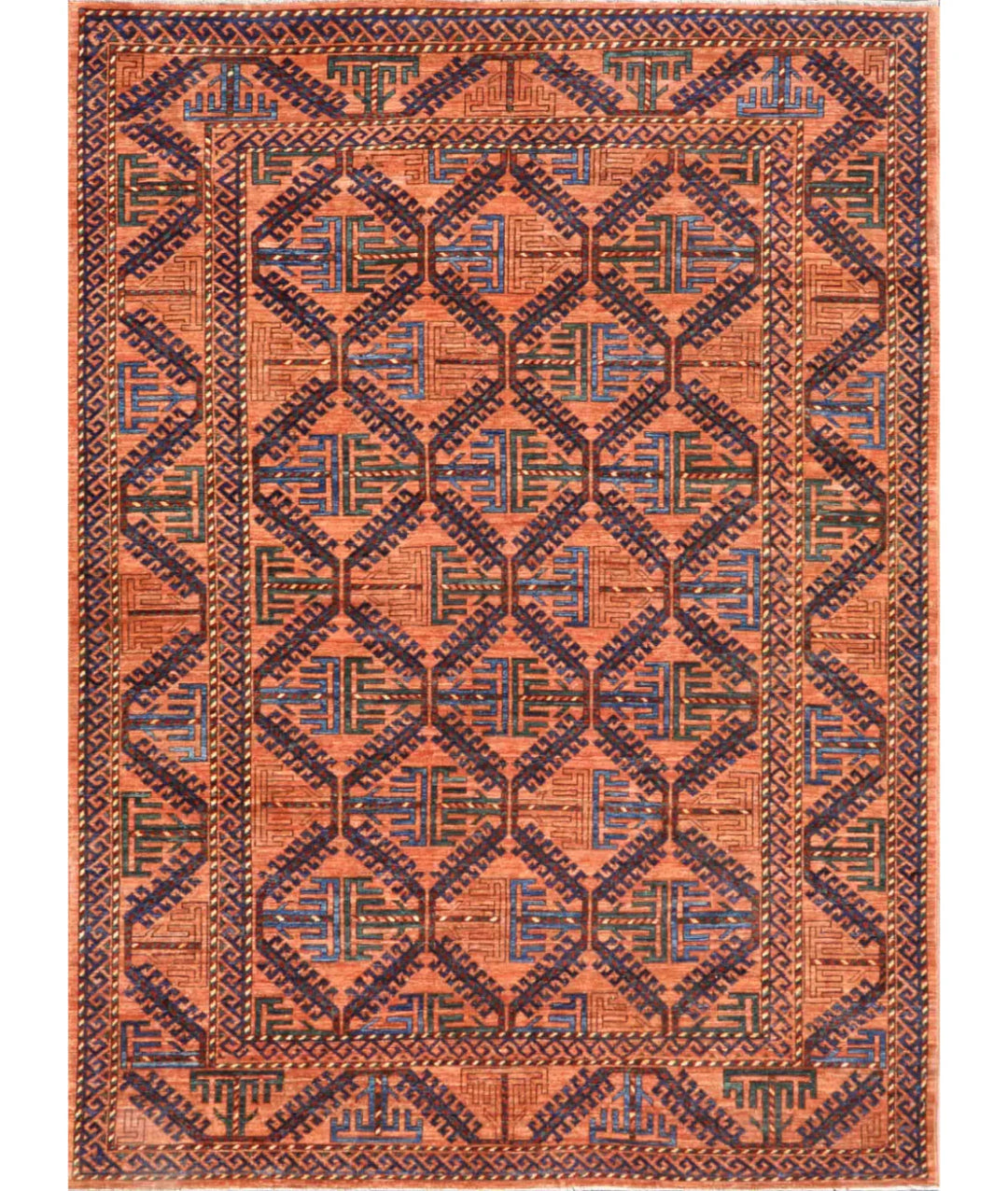 Brown Afghan Tribal Rug 6' 5" x 8' 10" Hand-Knotted | No. AT46500