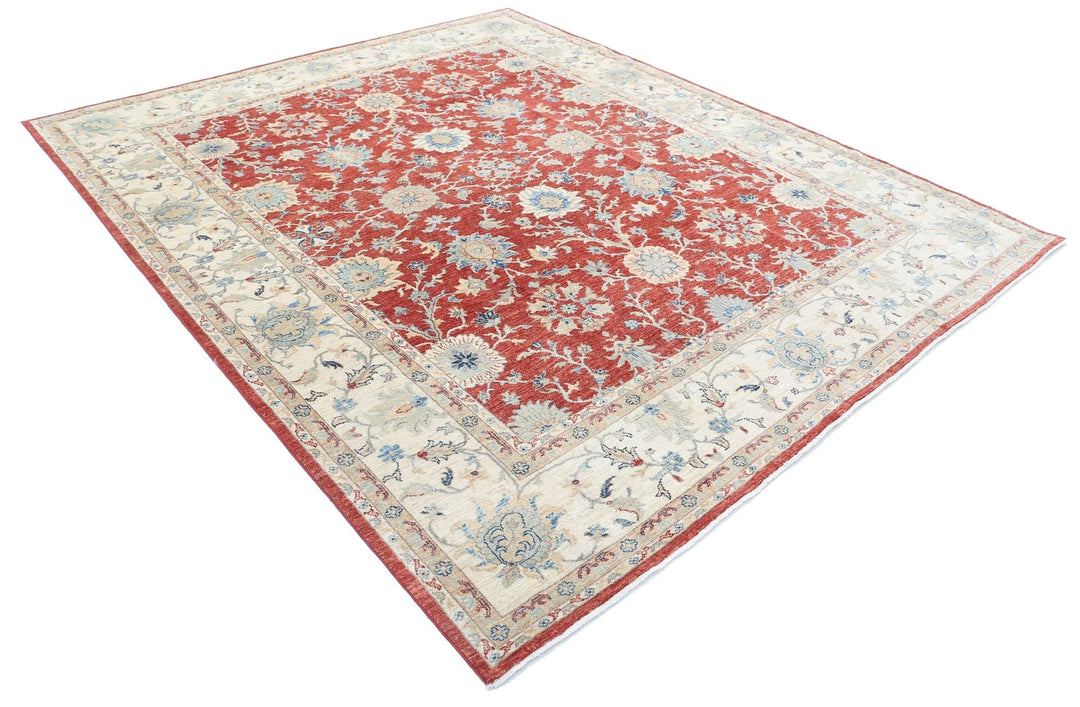 Red Afghan Ziegler Rug 8' 1" x 9' 9" Hand-Knotted | No. AT46512