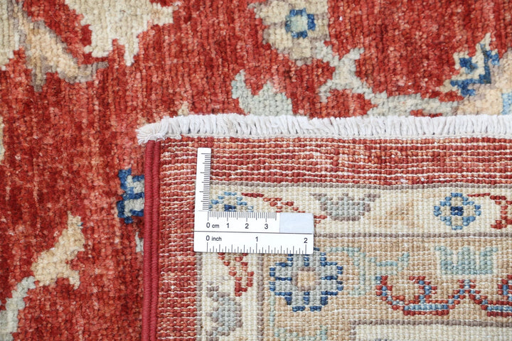 Red Afghan Ziegler Rug 8' 1" x 9' 9" Hand-Knotted | No. AT46512