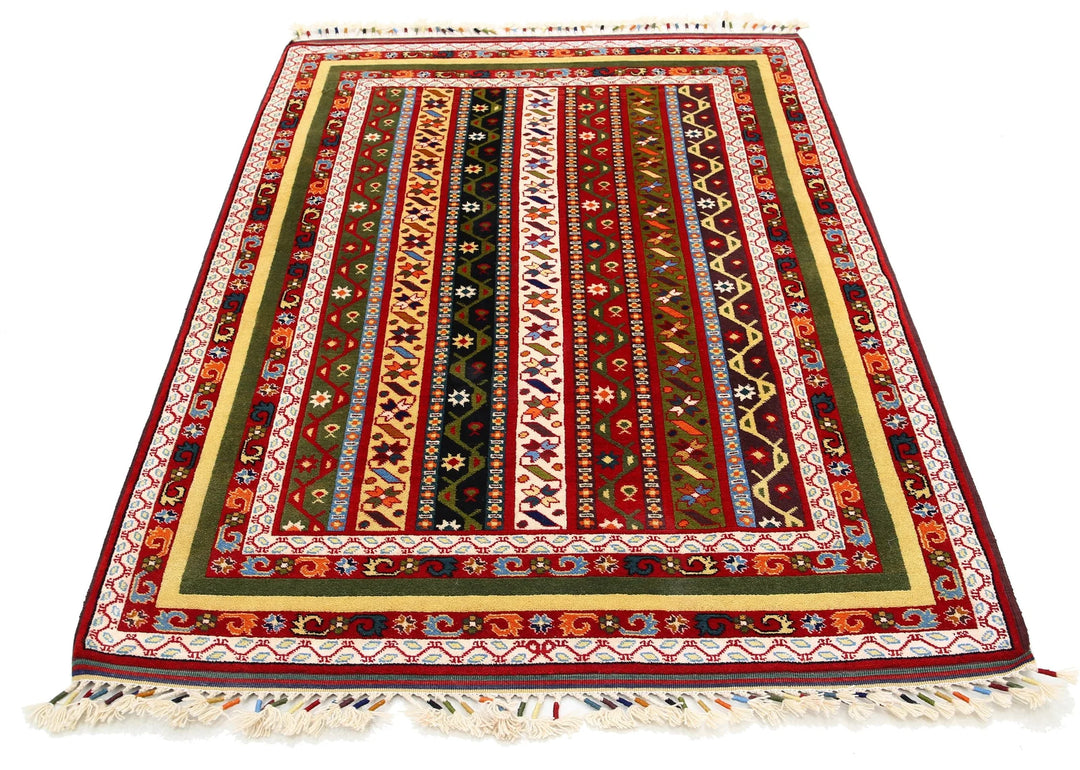Afghan Shaal Rug 4' 5" x 6' 2" Hand-Knotted | No. AT46616
