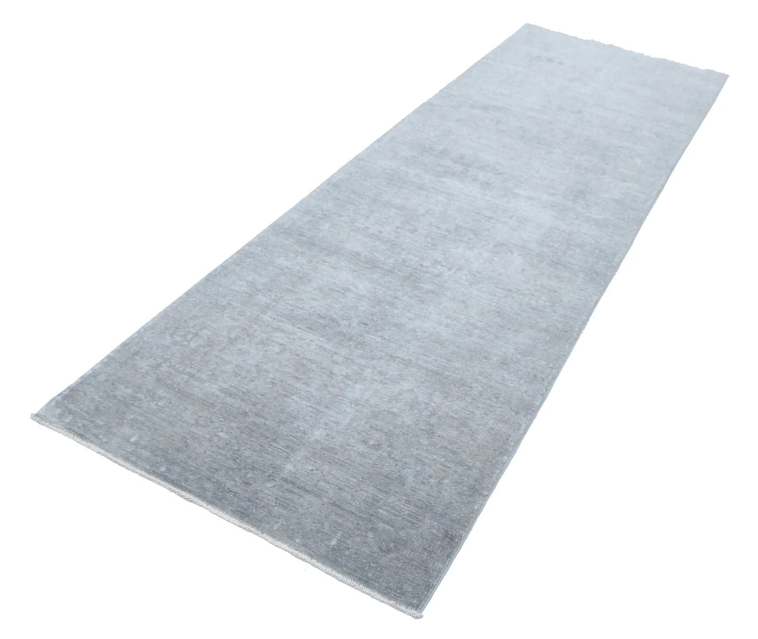 Grey Afghan Overdye Rug 3' 2" x 9' 4" Hand-Knotted | No. AT46695
