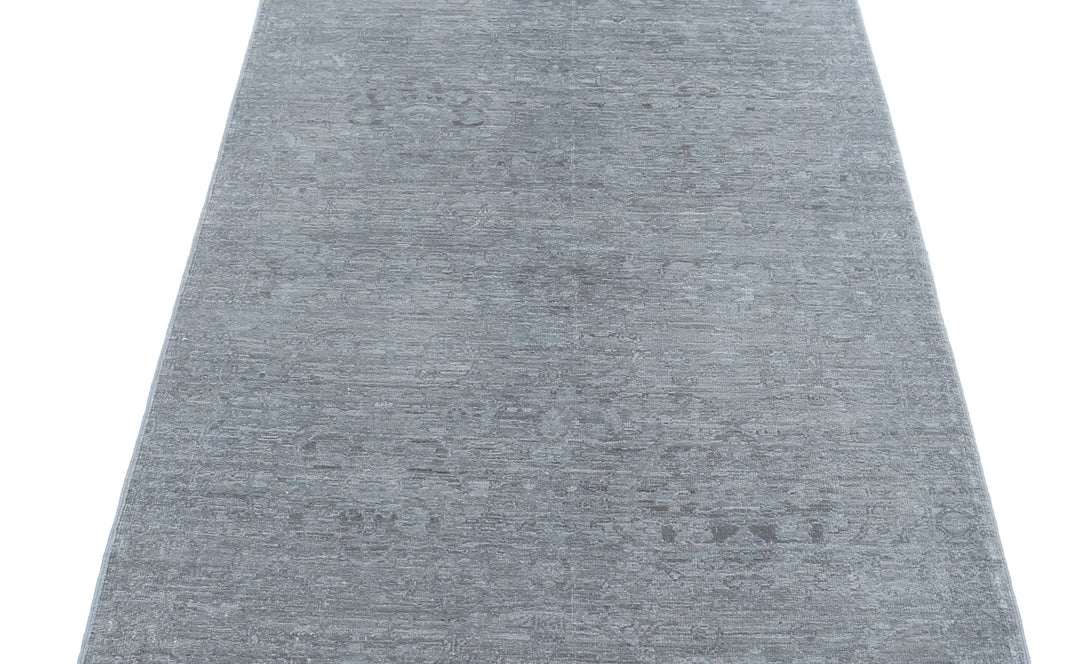 Grey Afghan Overdye Rug 3' 2" x 9' 4" Hand-Knotted | No. AT46695