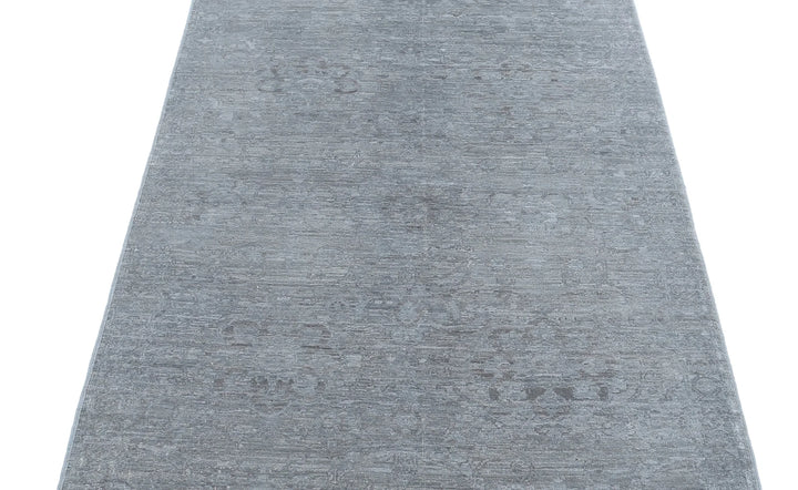 Grey Afghan Overdye Rug 3' 2" x 9' 4" Hand-Knotted | No. AT46695