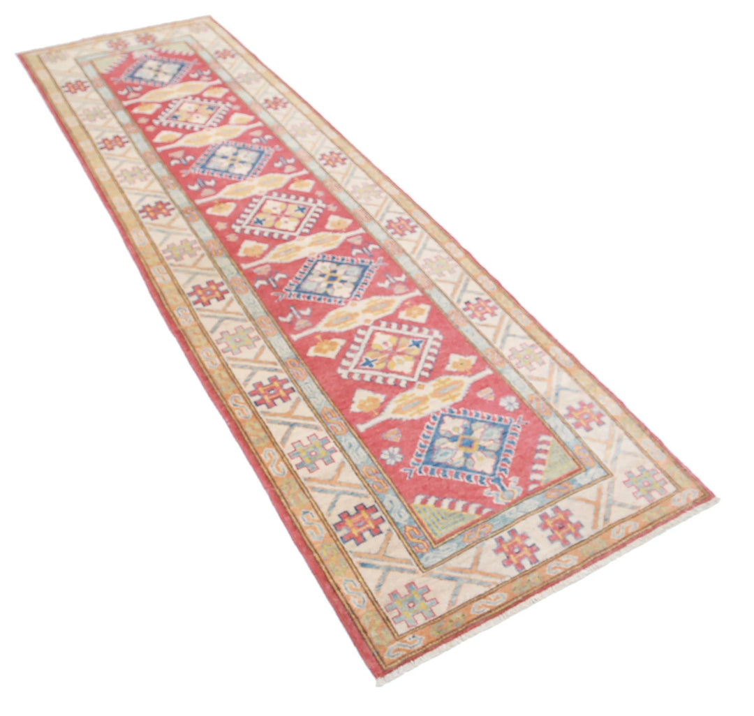 Afghan Kazak Rug 2' 8" x 8' 10" Hand-Knotted | No. AT46746