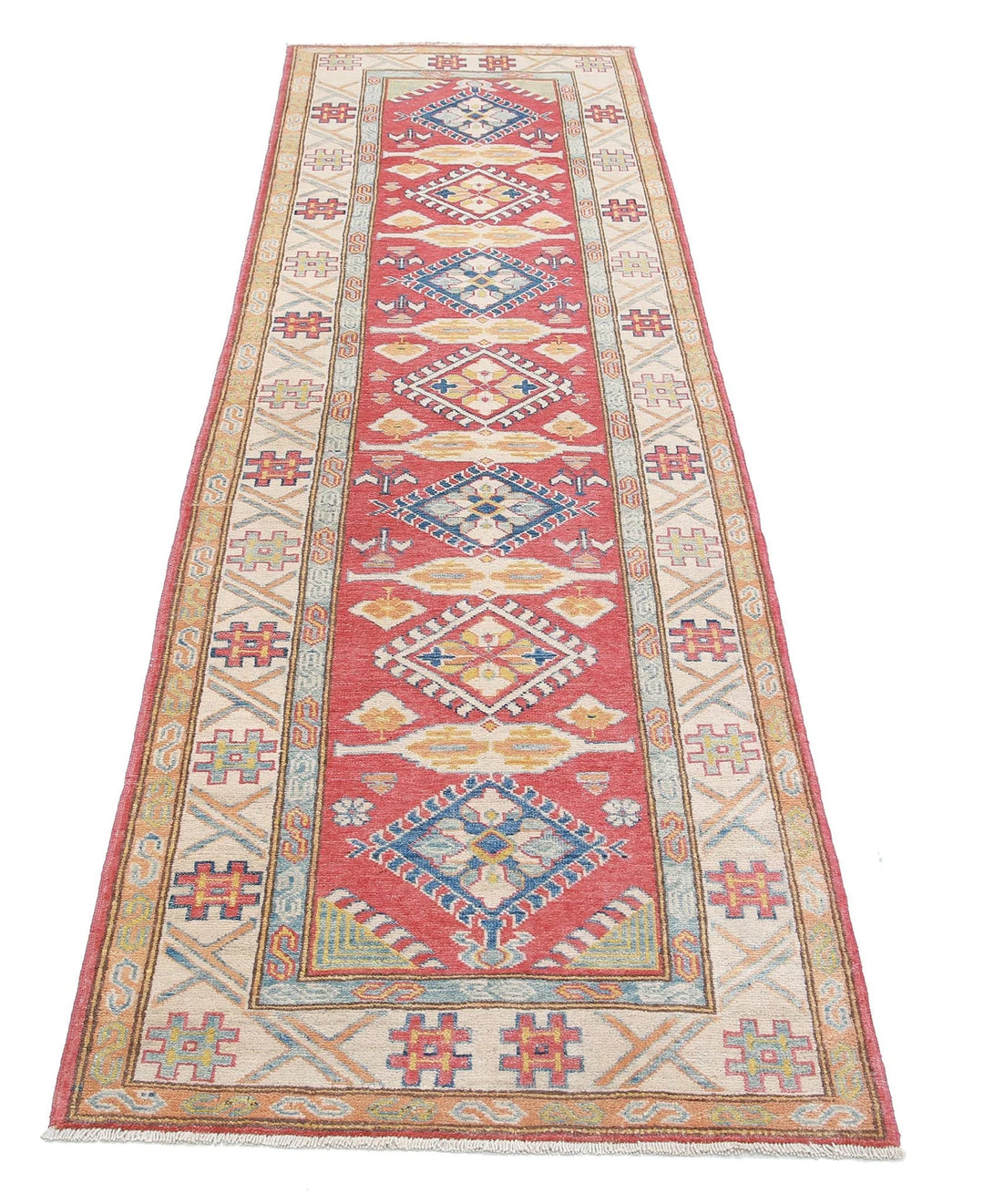 Afghan Kazak Rug 2' 8" x 8' 10" Hand-Knotted | No. AT46746