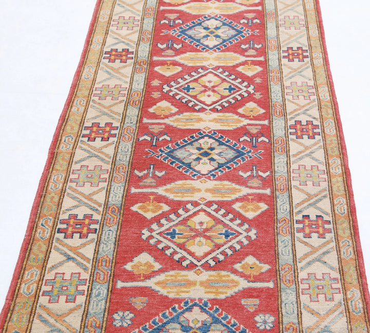 Afghan Kazak Rug 2' 8" x 8' 10" Hand-Knotted | No. AT46746