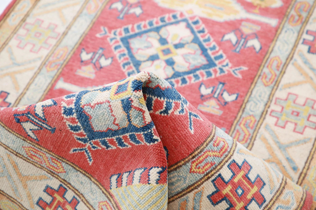 Afghan Kazak Rug 2' 8" x 8' 10" Hand-Knotted | No. AT46746