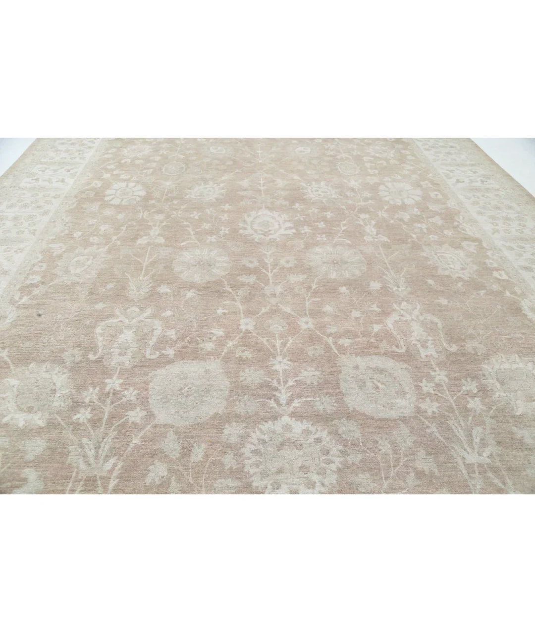 Brown Afghan Tabriz Rug 11' 8" x 15' 2" Hand-Knotted | No. AT46811