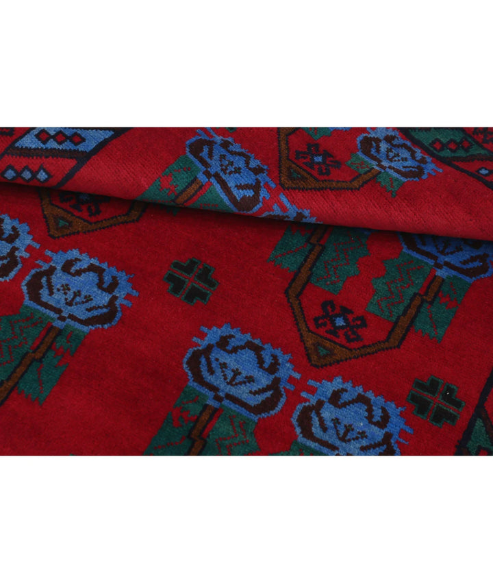 Red Afghan Tribal Rug 2' 11" x 4' 5" Hand-Knotted | No. AT46822