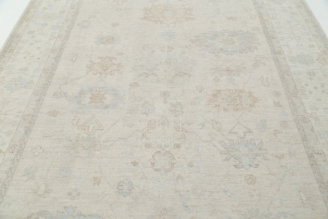Ivory Afghan Oushak Rug 8' 0" x 11' 0" Hand-Knotted | No. AT46832