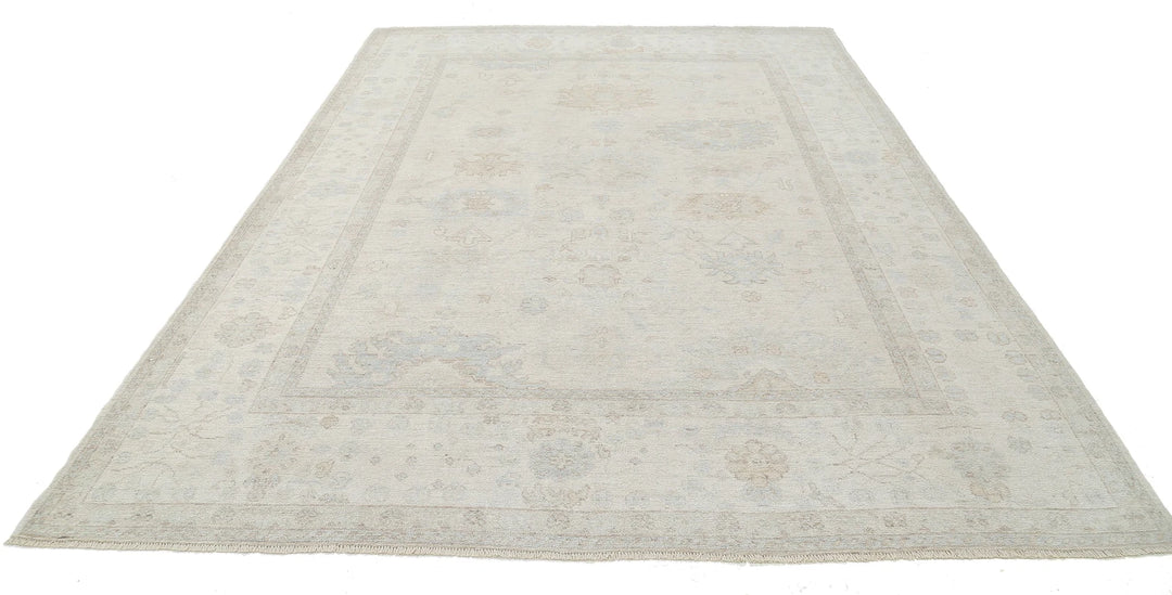 Ivory Afghan Oushak Rug 8' 0" x 11' 0" Hand-Knotted | No. AT46832
