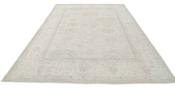 Ivory Afghan Oushak Rug 8' 0" x 11' 0" Hand-Knotted | No. AT46832