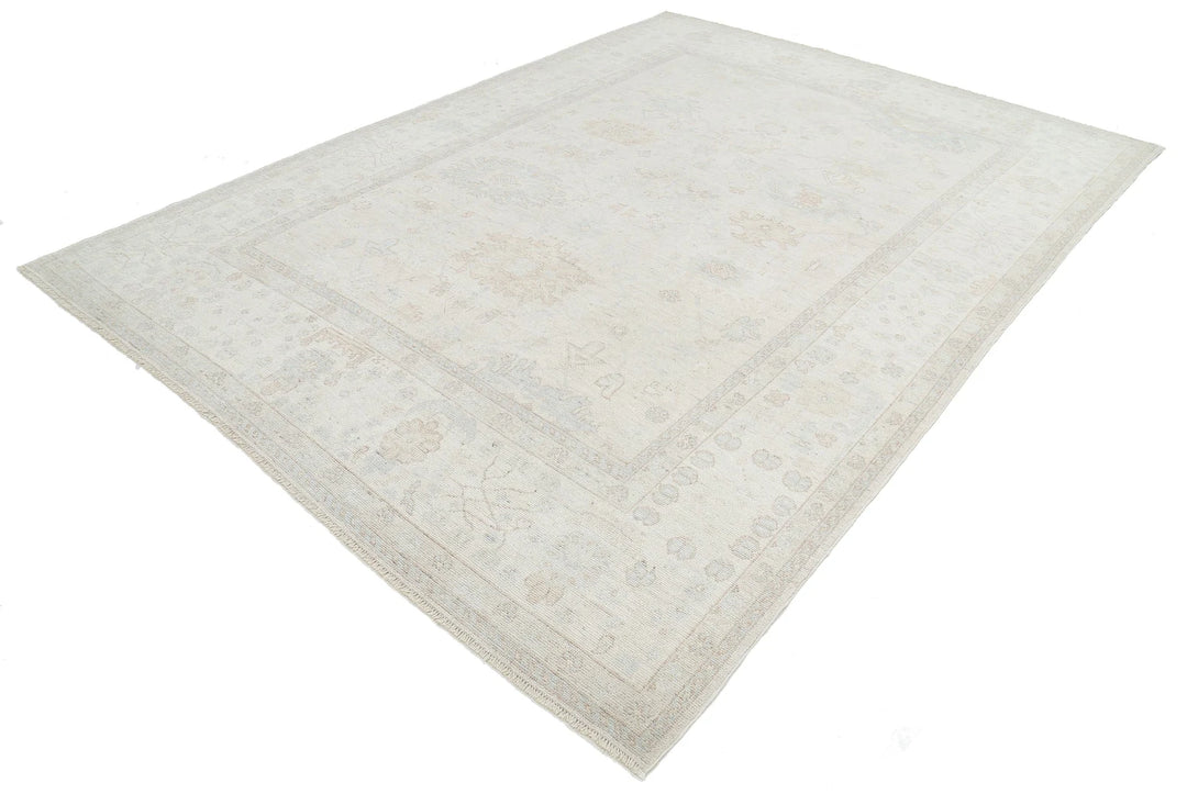 Ivory Afghan Oushak Rug 8' 0" x 11' 0" Hand-Knotted | No. AT46832