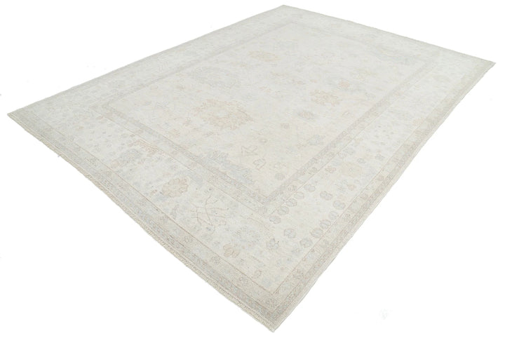 Ivory Afghan Oushak Rug 8' 0" x 11' 0" Hand-Knotted | No. AT46832