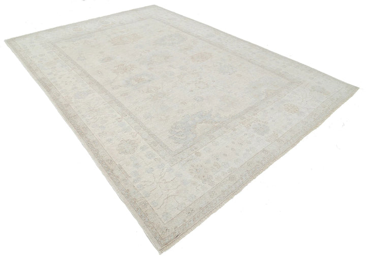 Ivory Afghan Oushak Rug 8' 0" x 11' 0" Hand-Knotted | No. AT46832