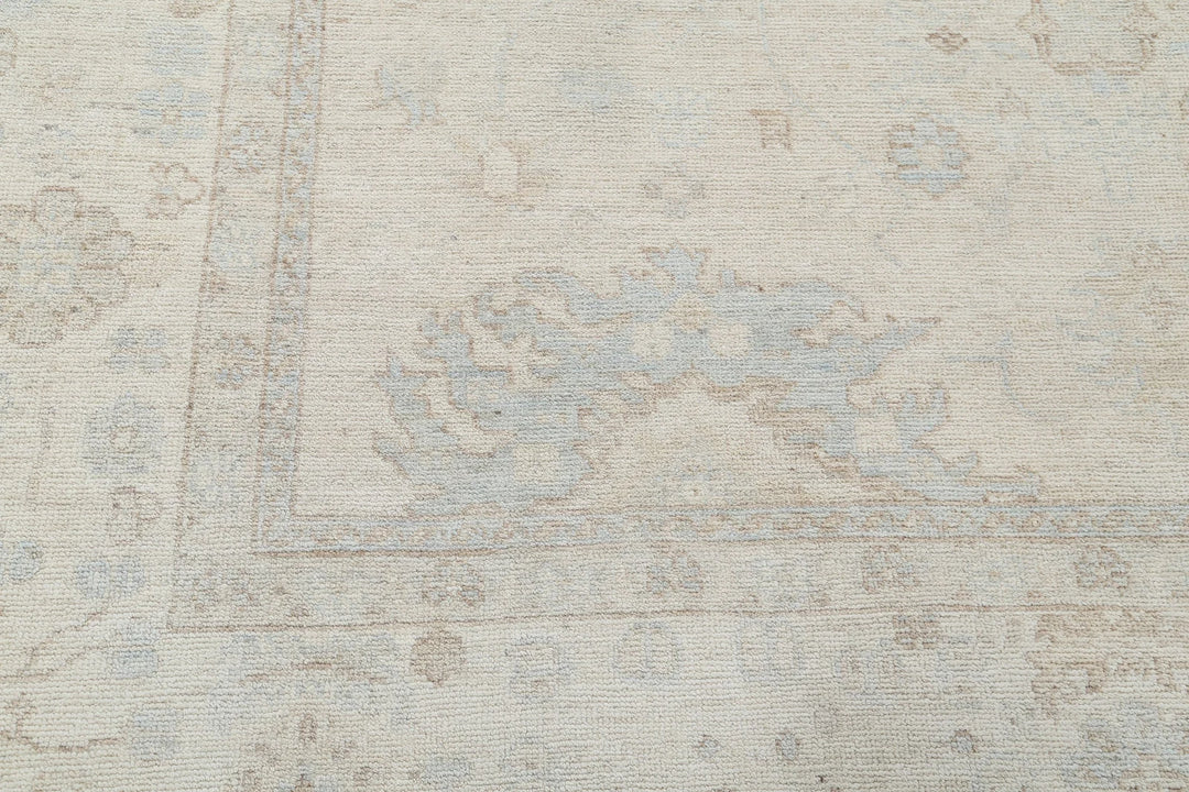 Ivory Afghan Oushak Rug 8' 0" x 11' 0" Hand-Knotted | No. AT46832