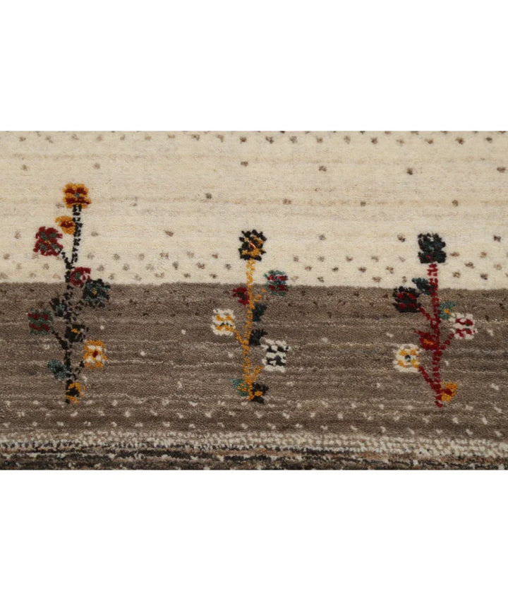 Ivory Indian Oriental Rug 4' 9" x 6' 5" Hand-Knotted | No. AT46863