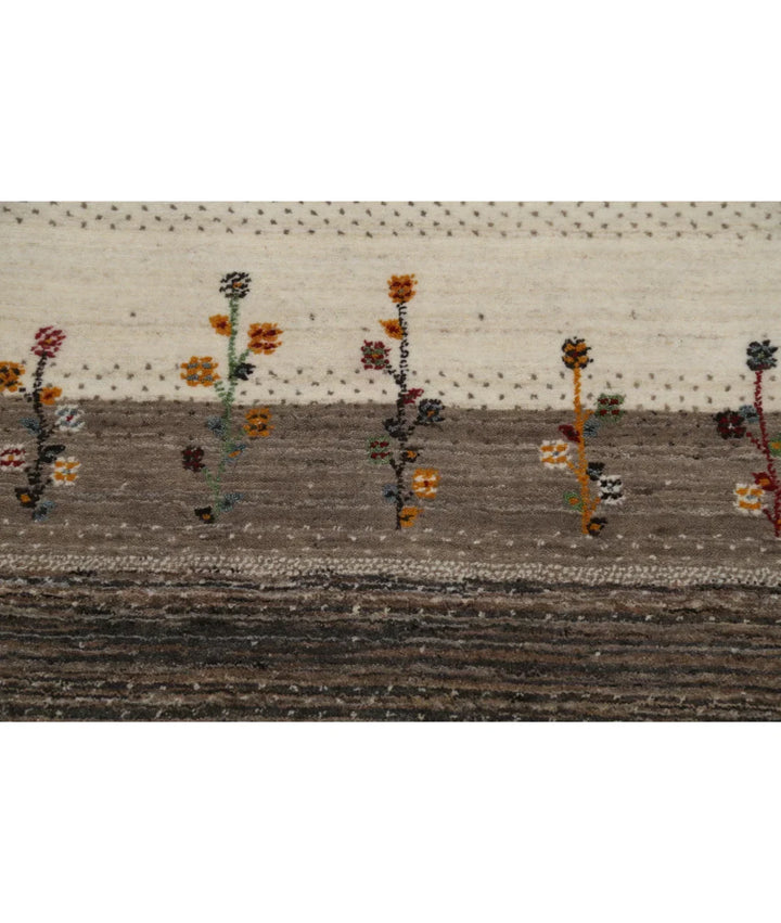 Ivory Indian Oriental Rug 4' 8" x 6' 6" Hand-Knotted | No. AT46893