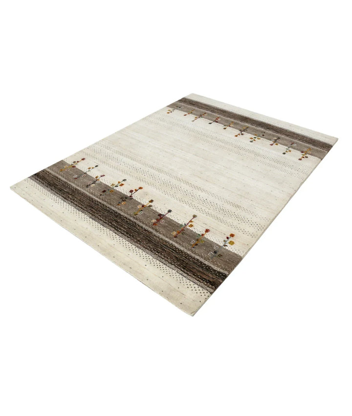 Ivory Indian Oriental Rug 4' 8" x 6' 6" Hand-Knotted | No. AT46893