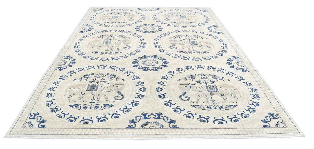 Brown Afghan Serenity Rug 8' 2" x 11' 4" Hand-Knotted | No. AT46986